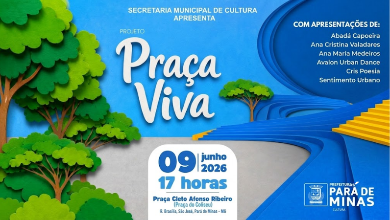 Projeto Praça Viva transforma espaço público em novo ponto de cultura e convivência em Pará de Minas